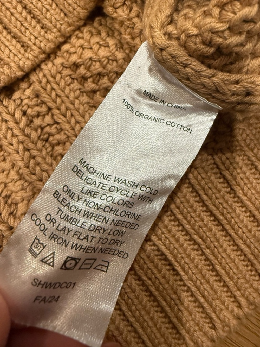 Quince‎ 100% Organic Cotton Oversized Cable Knit Cardigan Sweater Camel Tan Sz S - Picture 11 of 12
